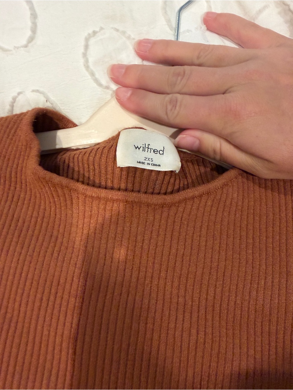 Wilfred Ribbed Mini Dress in Rust - Picture 2 of 2